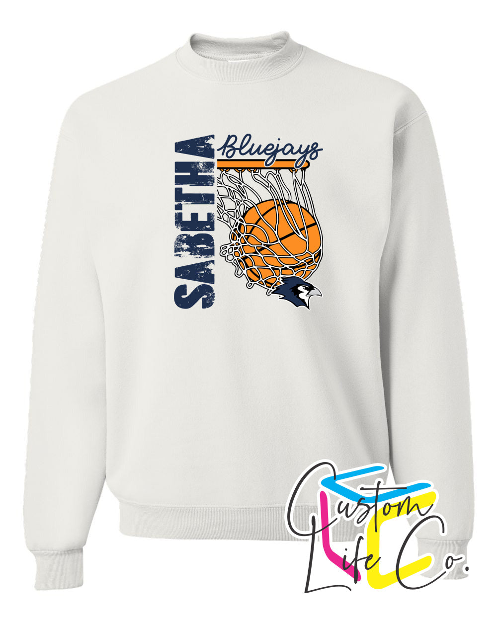 Sabetha Bluejays with Hoop Adult Crewneck