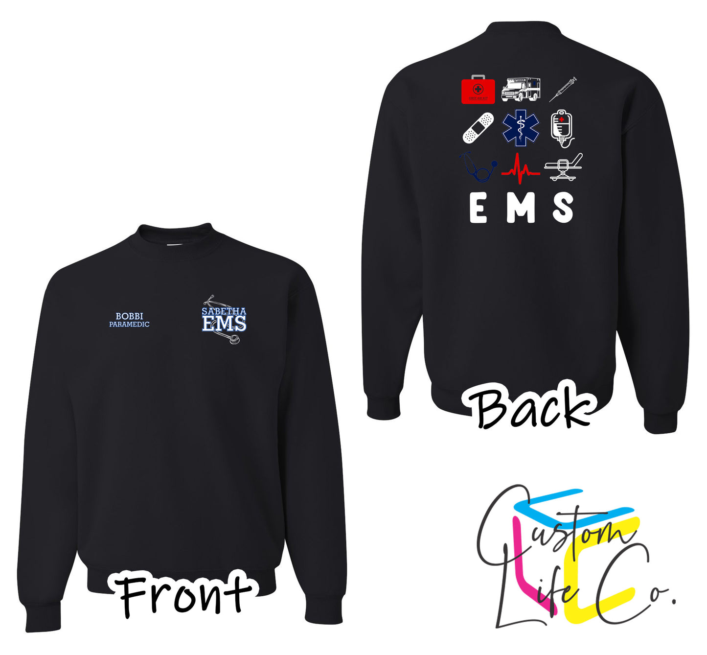 Sabetha EMS Crewneck with EMS Collage - Jerzees