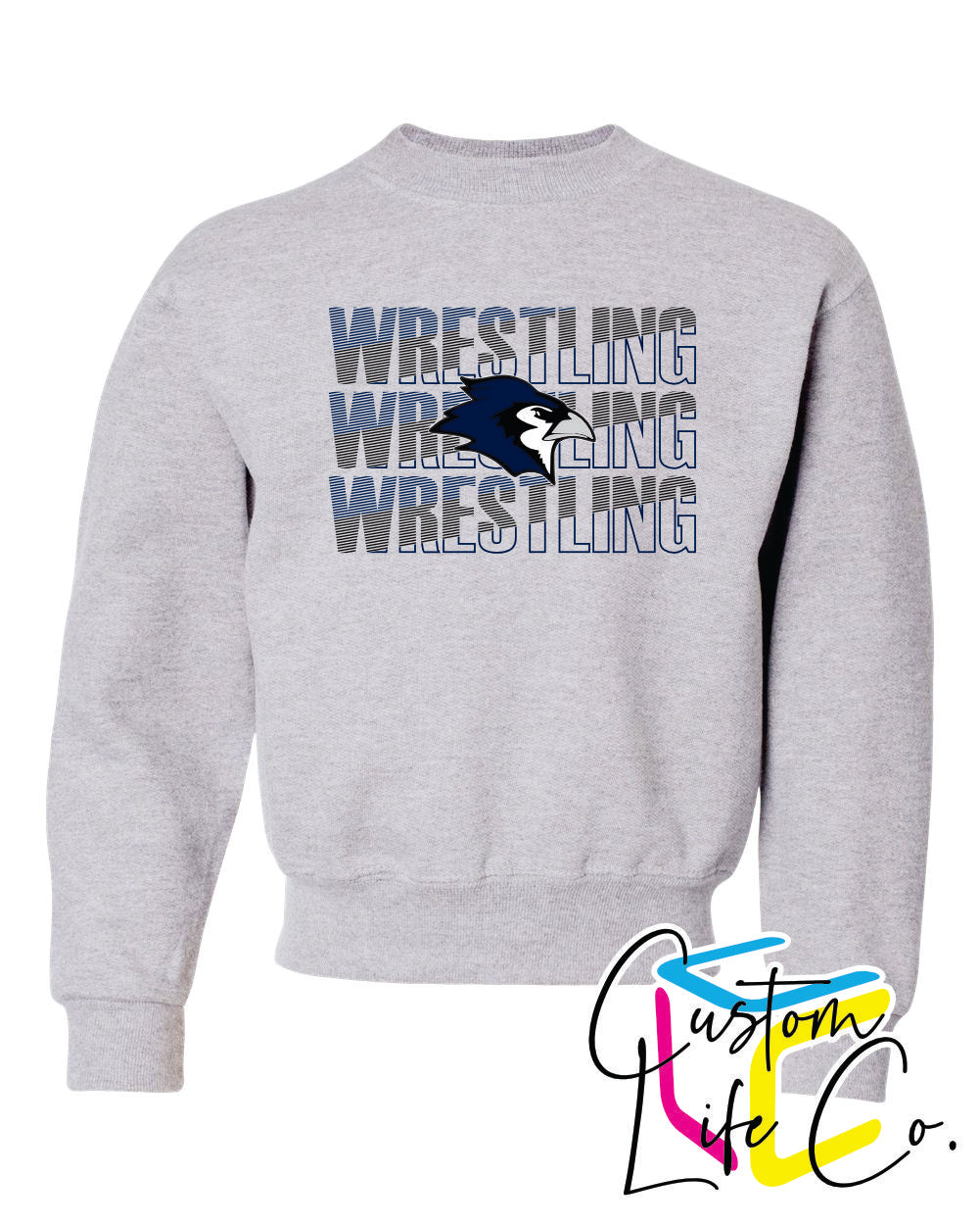 Bluejays Wrestling Repeating Youth Crewneck