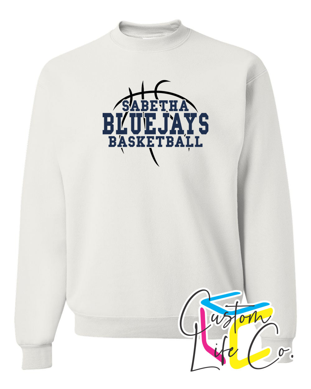 Sabetha Bluejays with Basketball Adult Crewneck