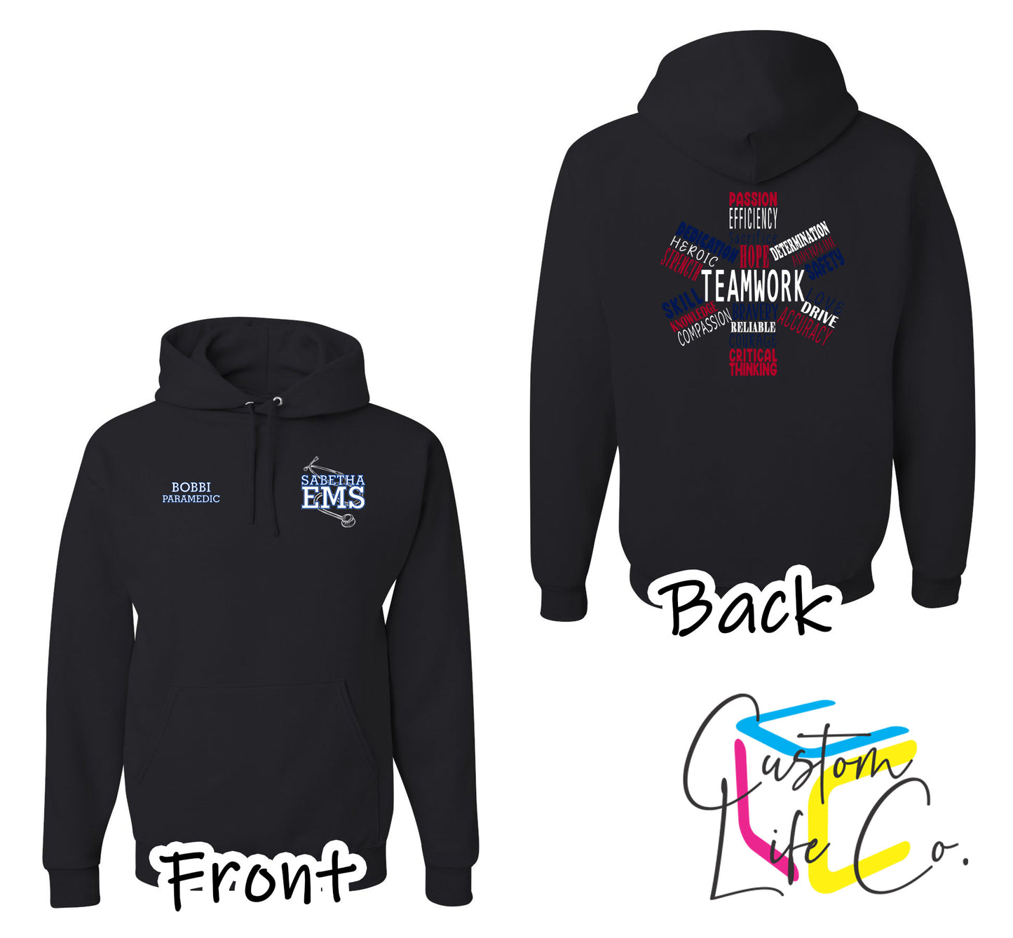 Sabetha EMS Hoodie with Star of Life - Jerzees