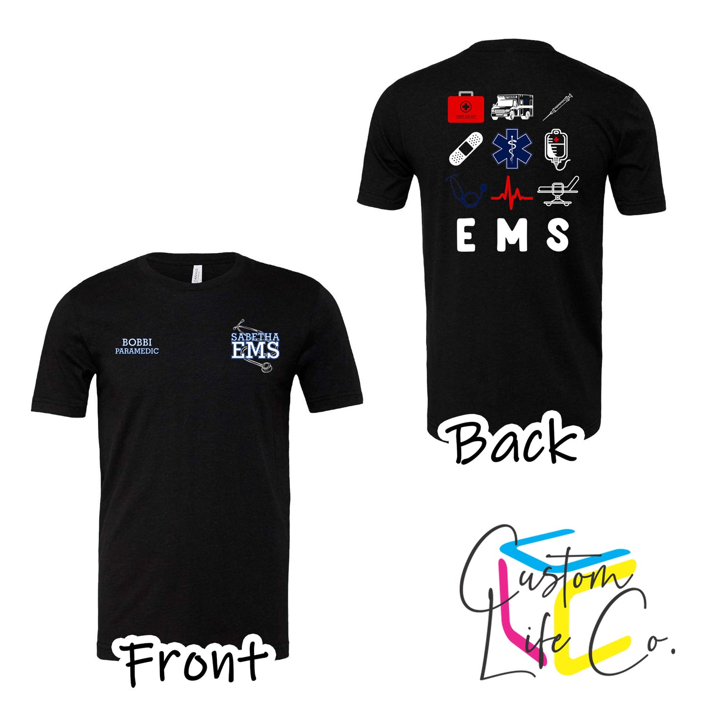 Sabetha EMS T-Shirt with EMS Collage - Bella+Canvas