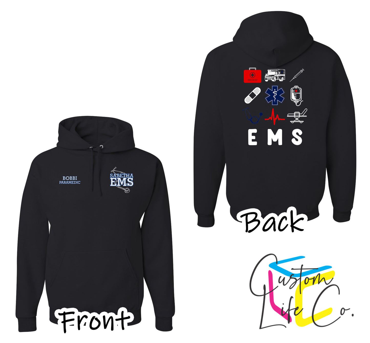 Sabetha EMS Hoodie with EMS Collage - Jerzees