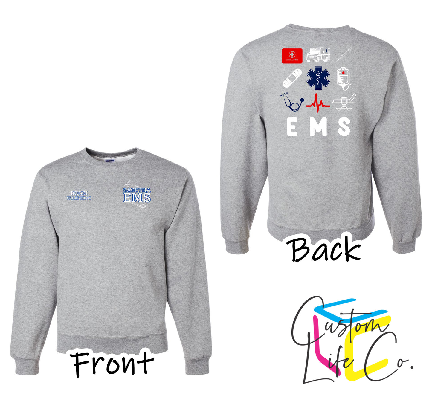 Sabetha EMS Crewneck with EMS Collage - Jerzees