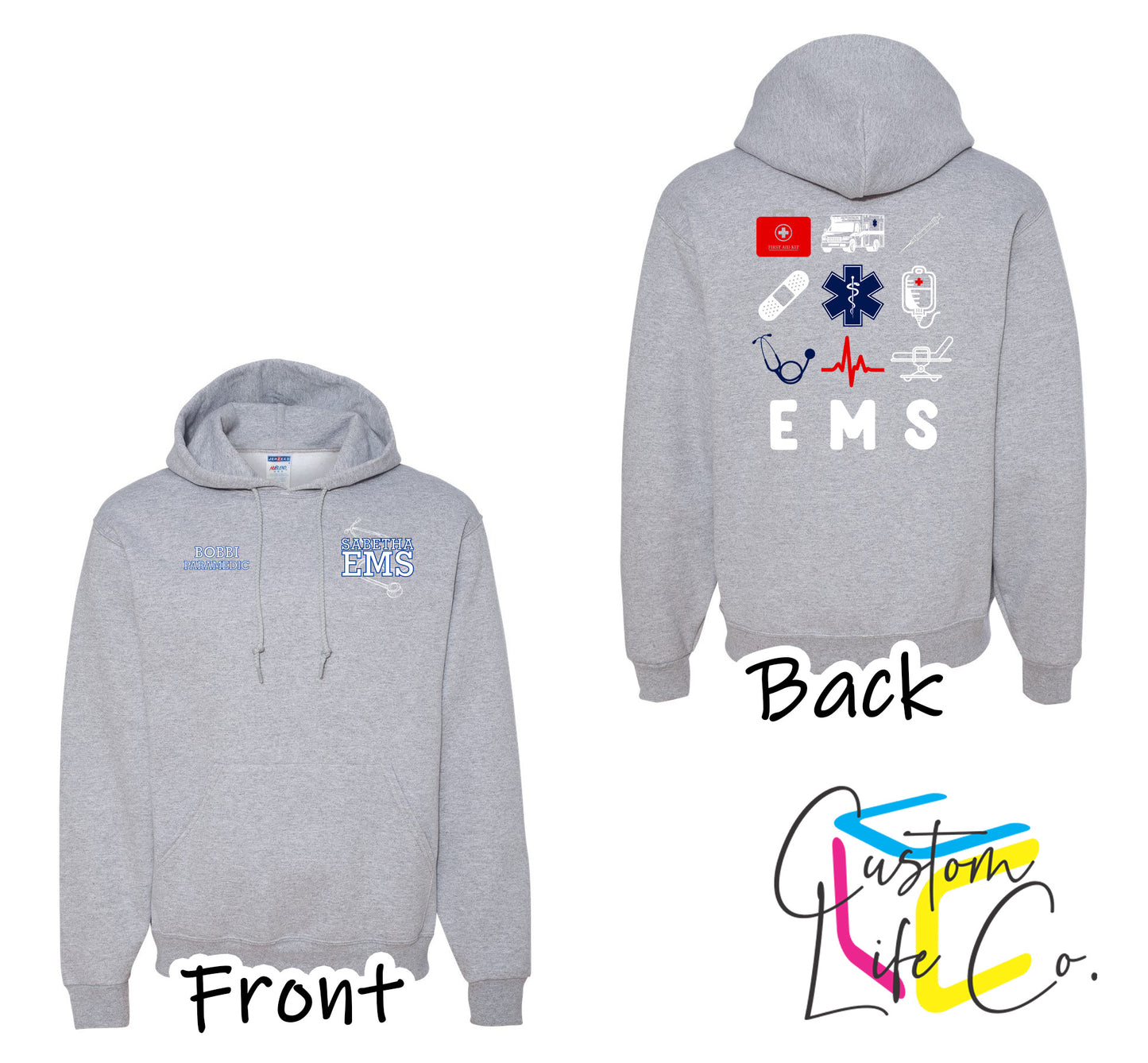 Sabetha EMS Hoodie with EMS Collage - Jerzees
