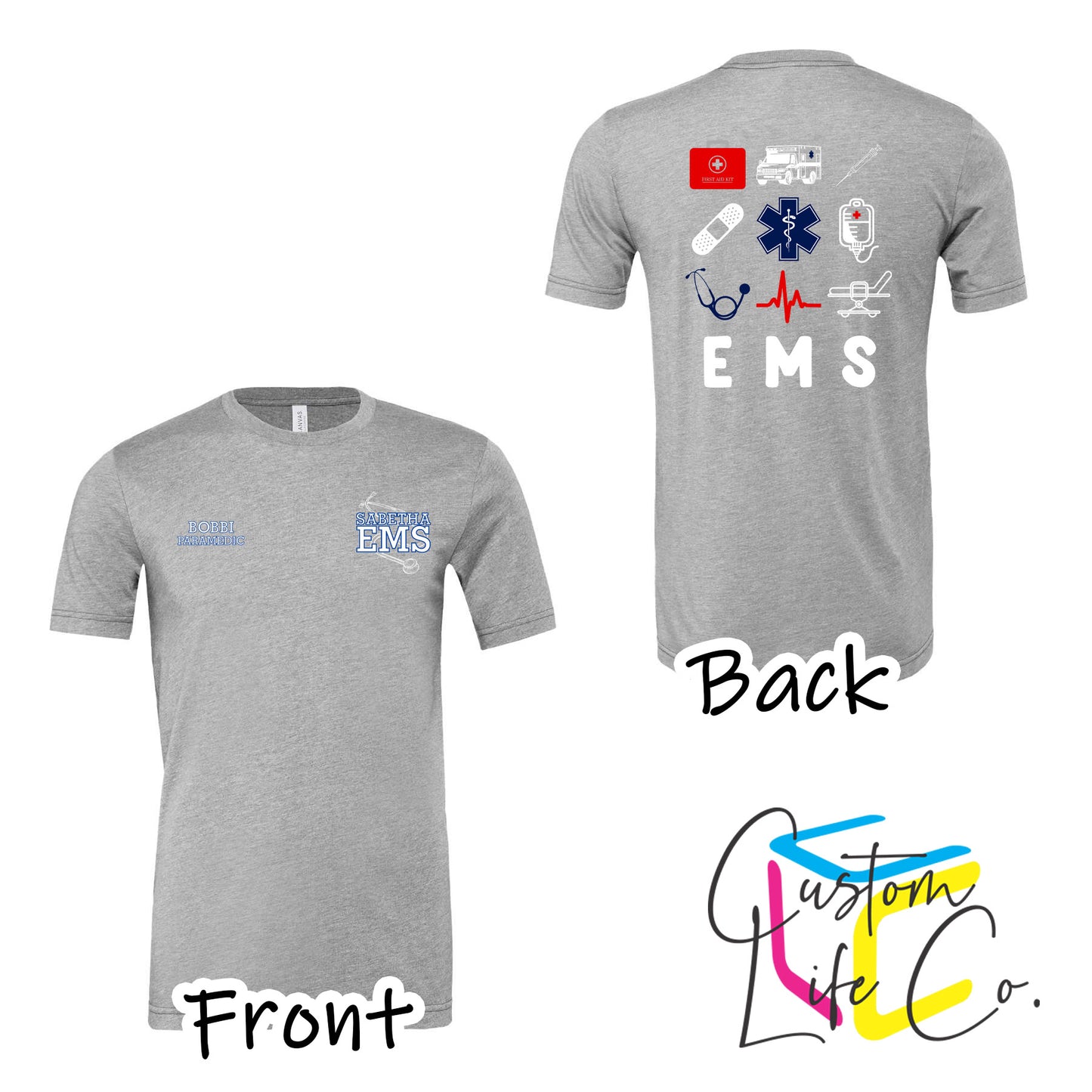 Sabetha EMS T-Shirt with EMS Collage - Bella+Canvas