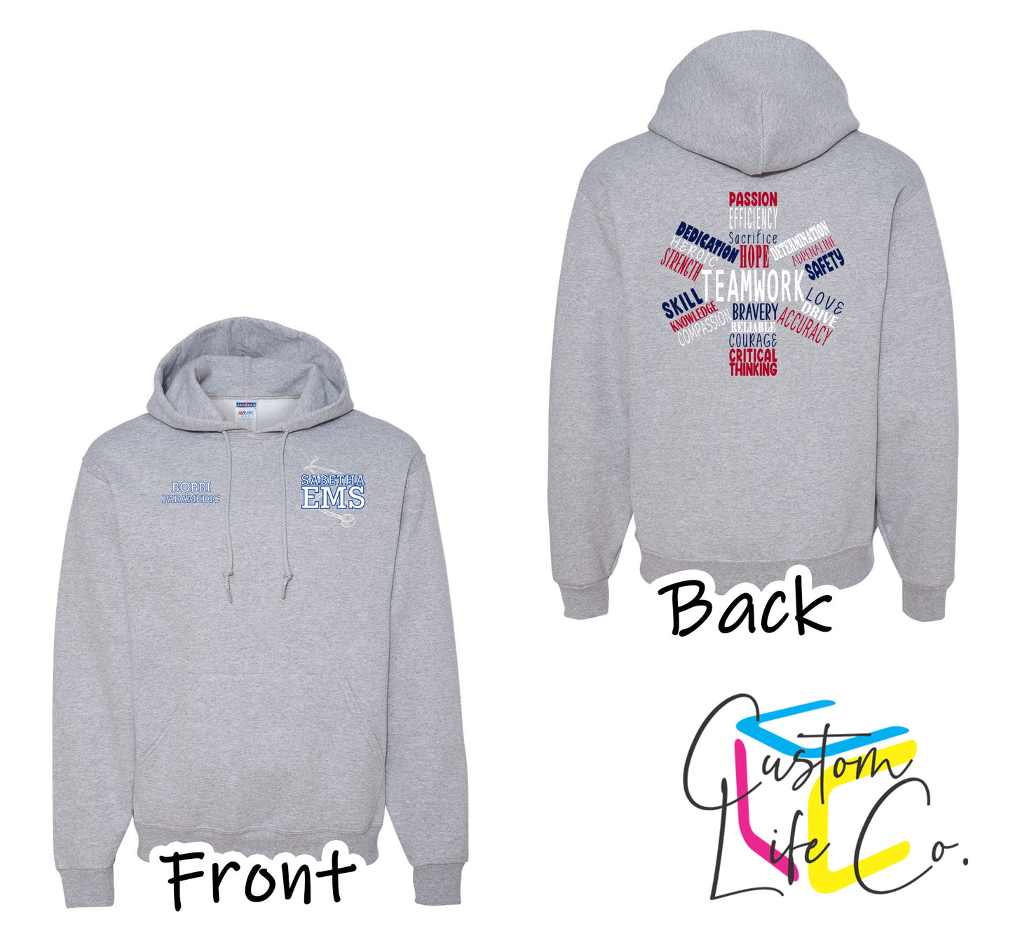 Sabetha EMS Hoodie with Star of Life - Jerzees