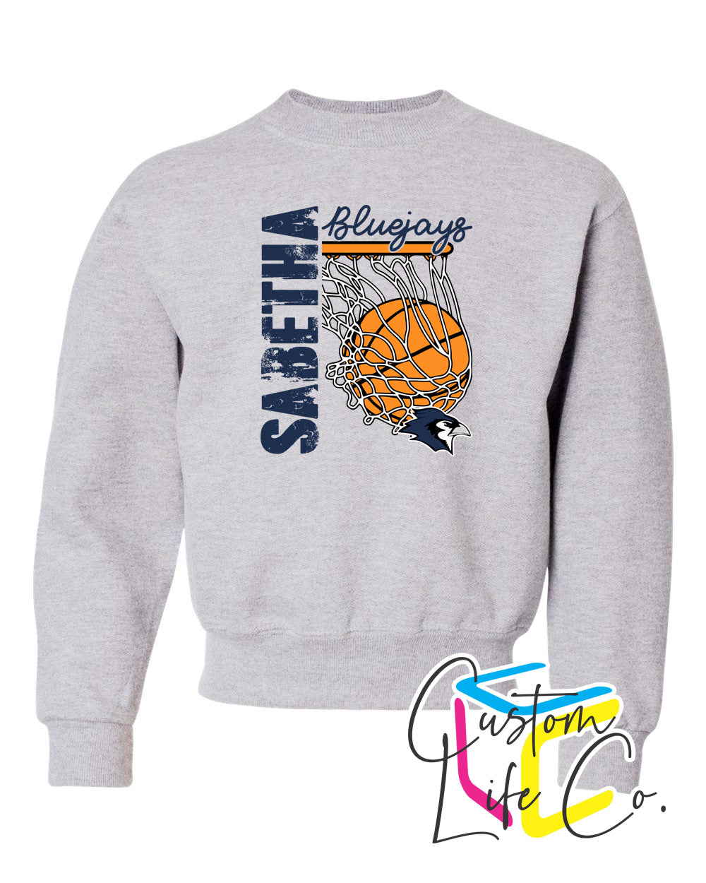 Sabetha Bluejays with Hoop Youth Crewneck