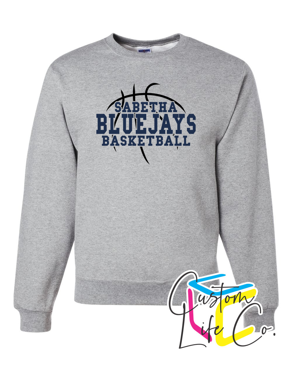 Sabetha Bluejays with Basketball Adult Crewneck