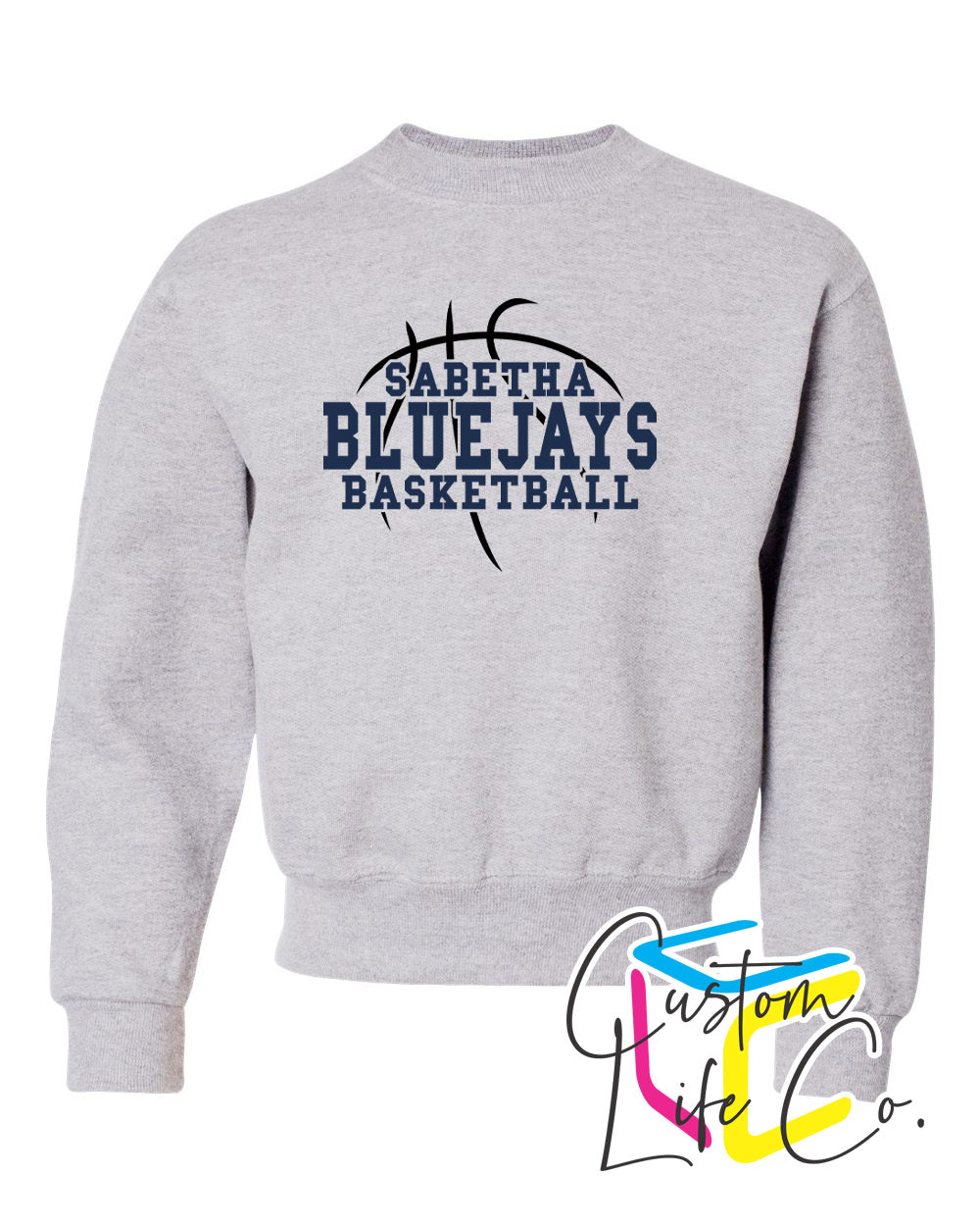 Sabetha Bluejays with Basketball Youth Crewneck