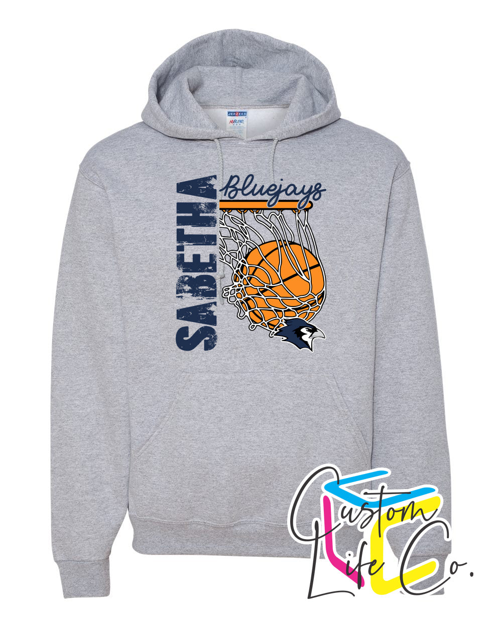Sabetha Bluejays with Hoop Adult Hoodie