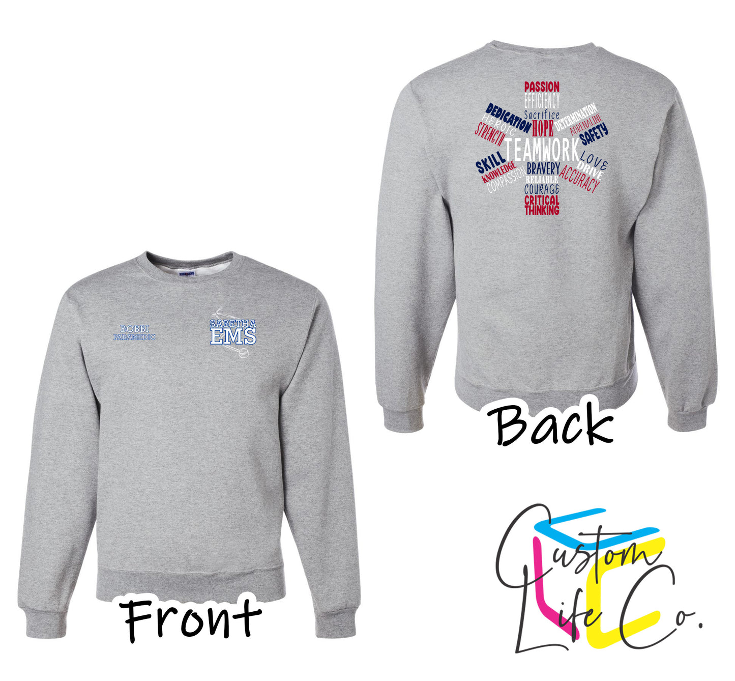 Sabetha EMS Crewneck with Star of Life - Jerzees