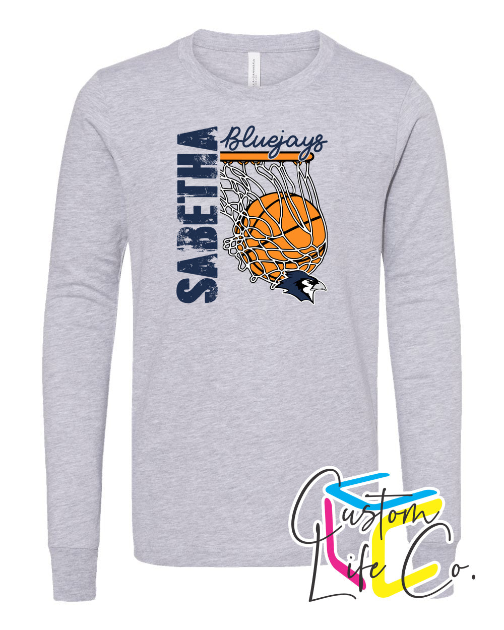 Sabetha Bluejays with Hoop Youth Long Sleeve Shirt