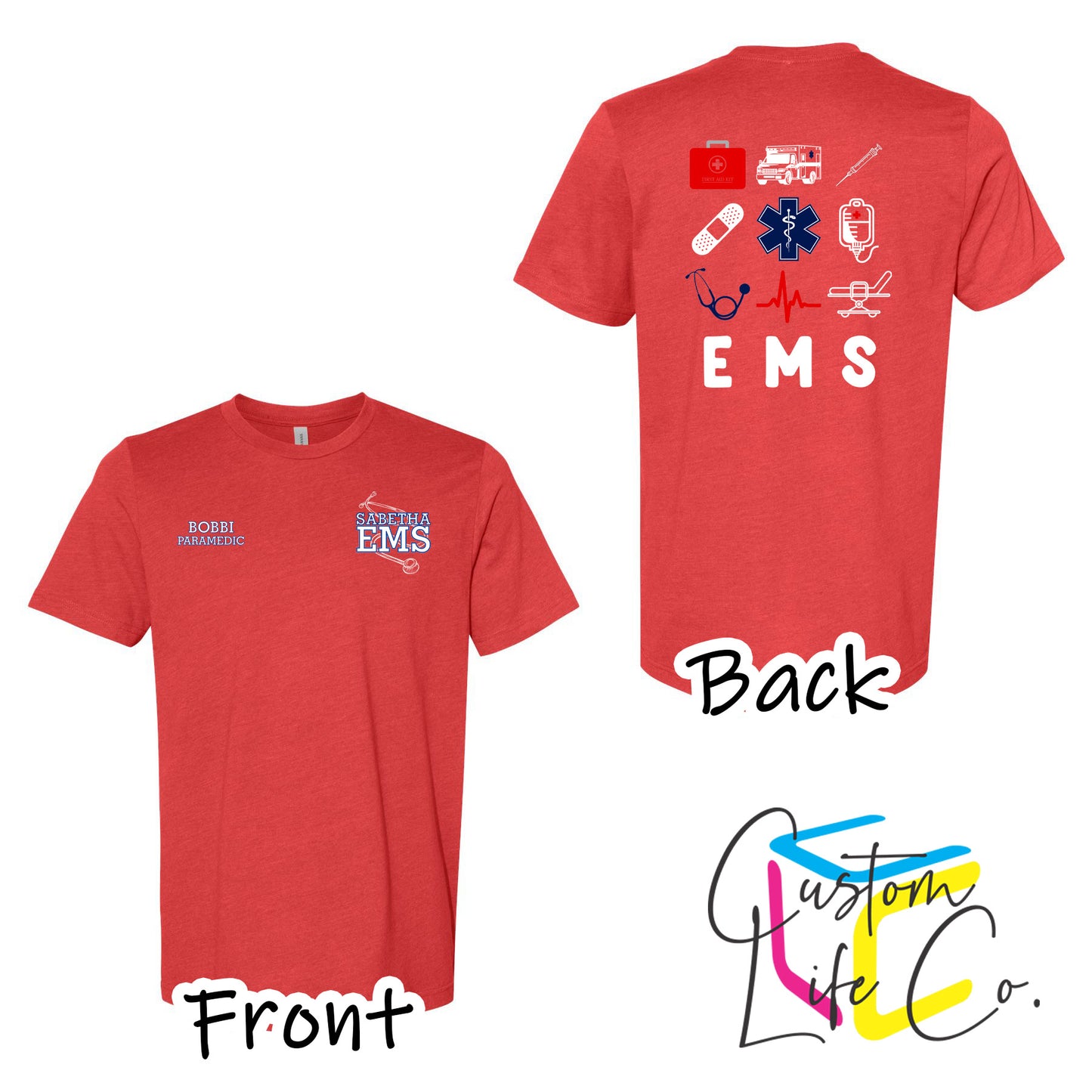 Sabetha EMS T-Shirt with EMS Collage - Bella+Canvas