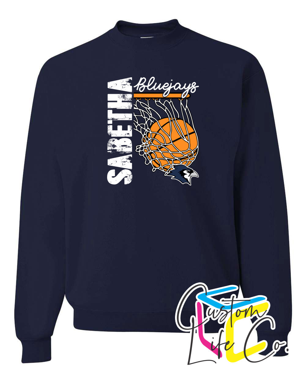 Sabetha Bluejays with Hoop Adult Crewneck