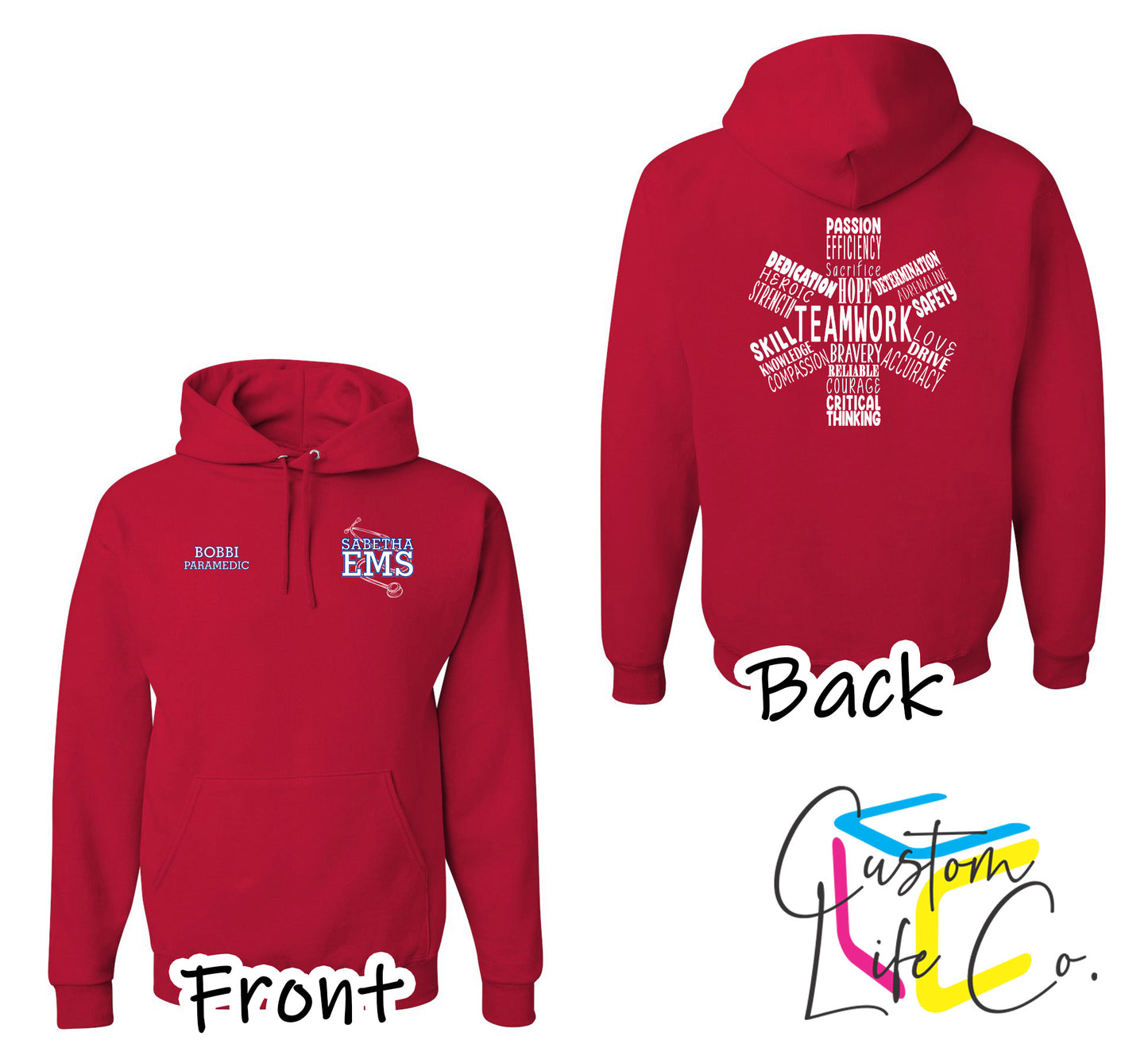Sabetha EMS Hoodie with Star of Life - Jerzees