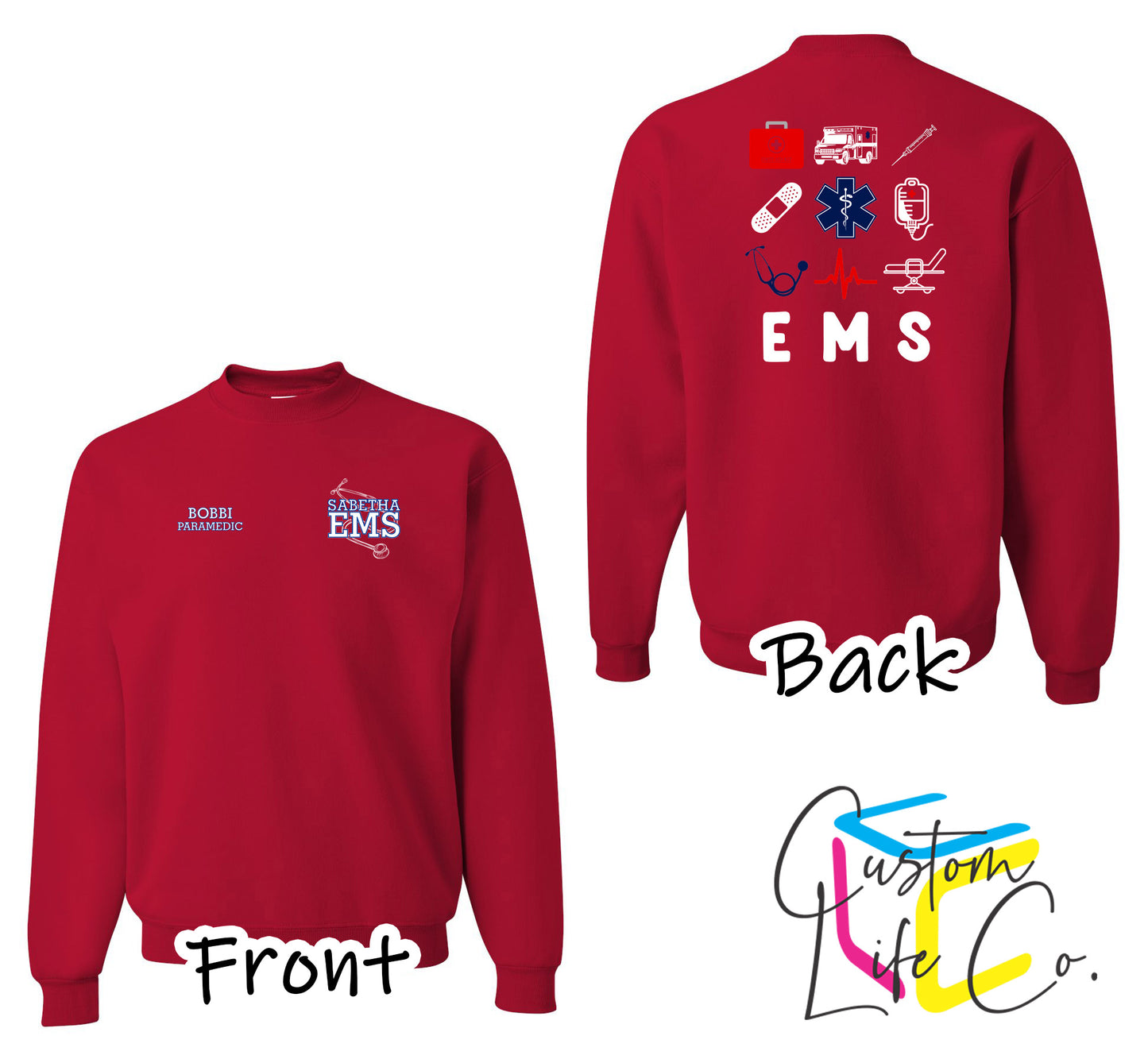 Sabetha EMS Crewneck with EMS Collage - Jerzees