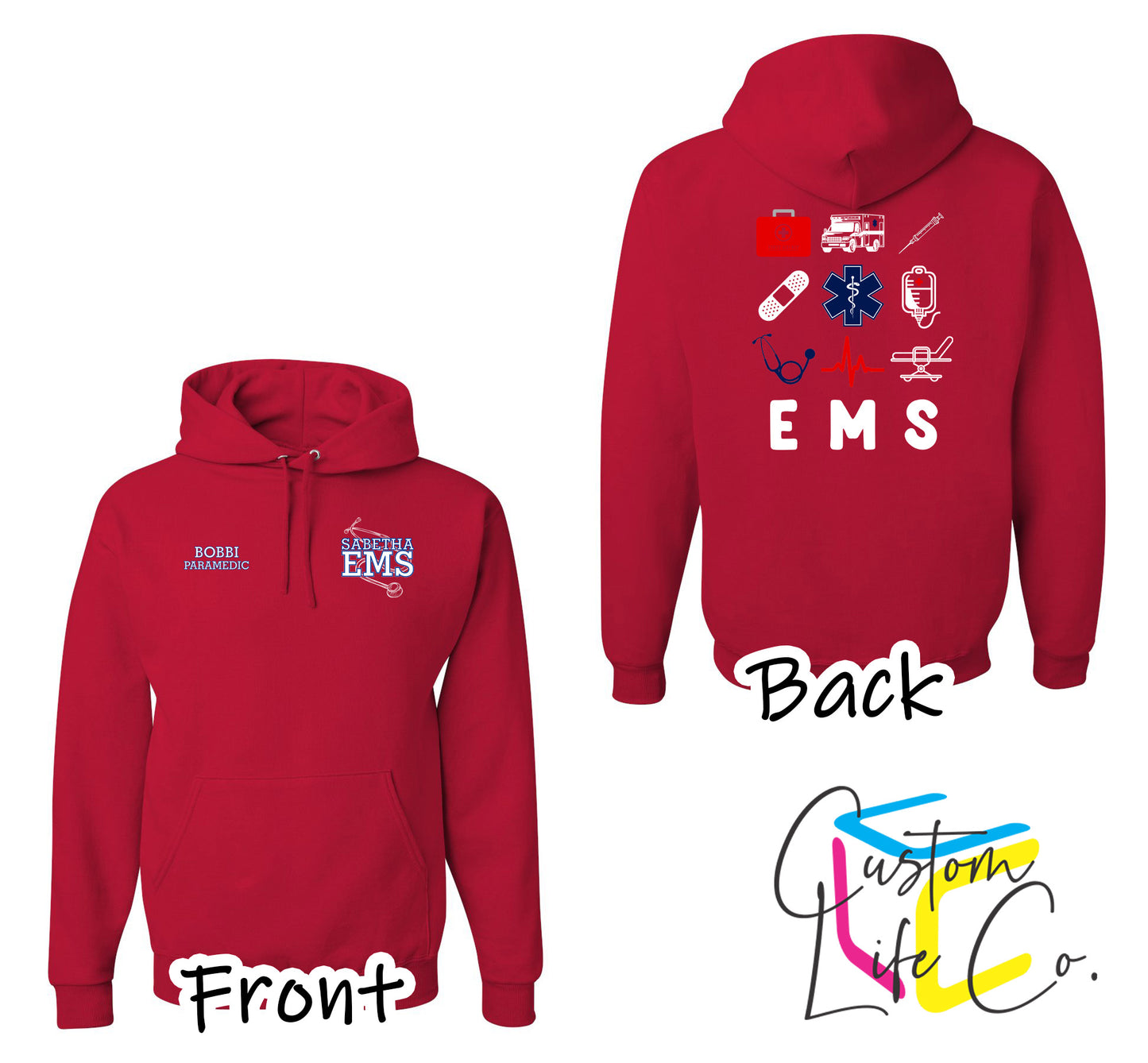 Sabetha EMS Hoodie with EMS Collage - Jerzees