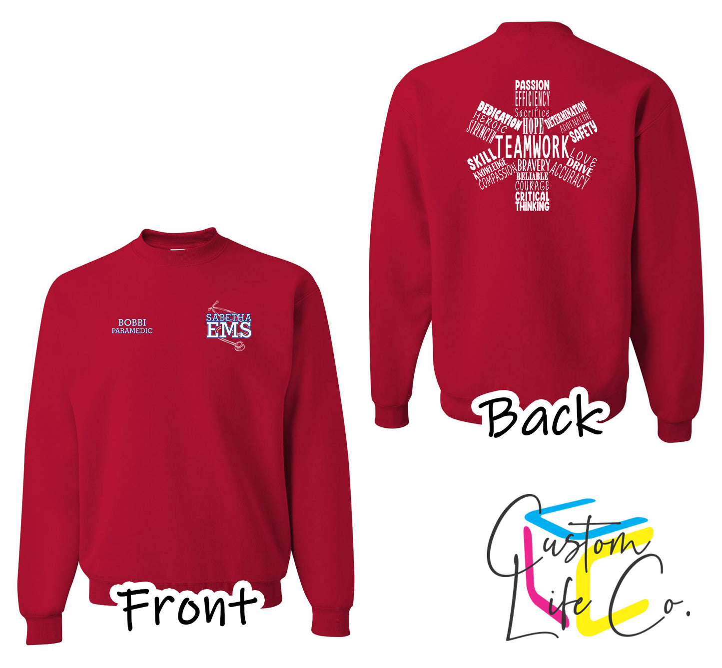 Sabetha EMS Crewneck with Star of Life - Jerzees