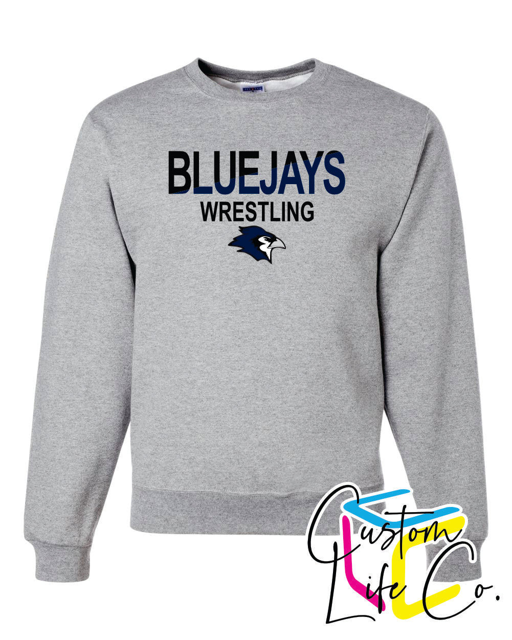 Bluejays Wrestling Two Toned Adult Crewneck