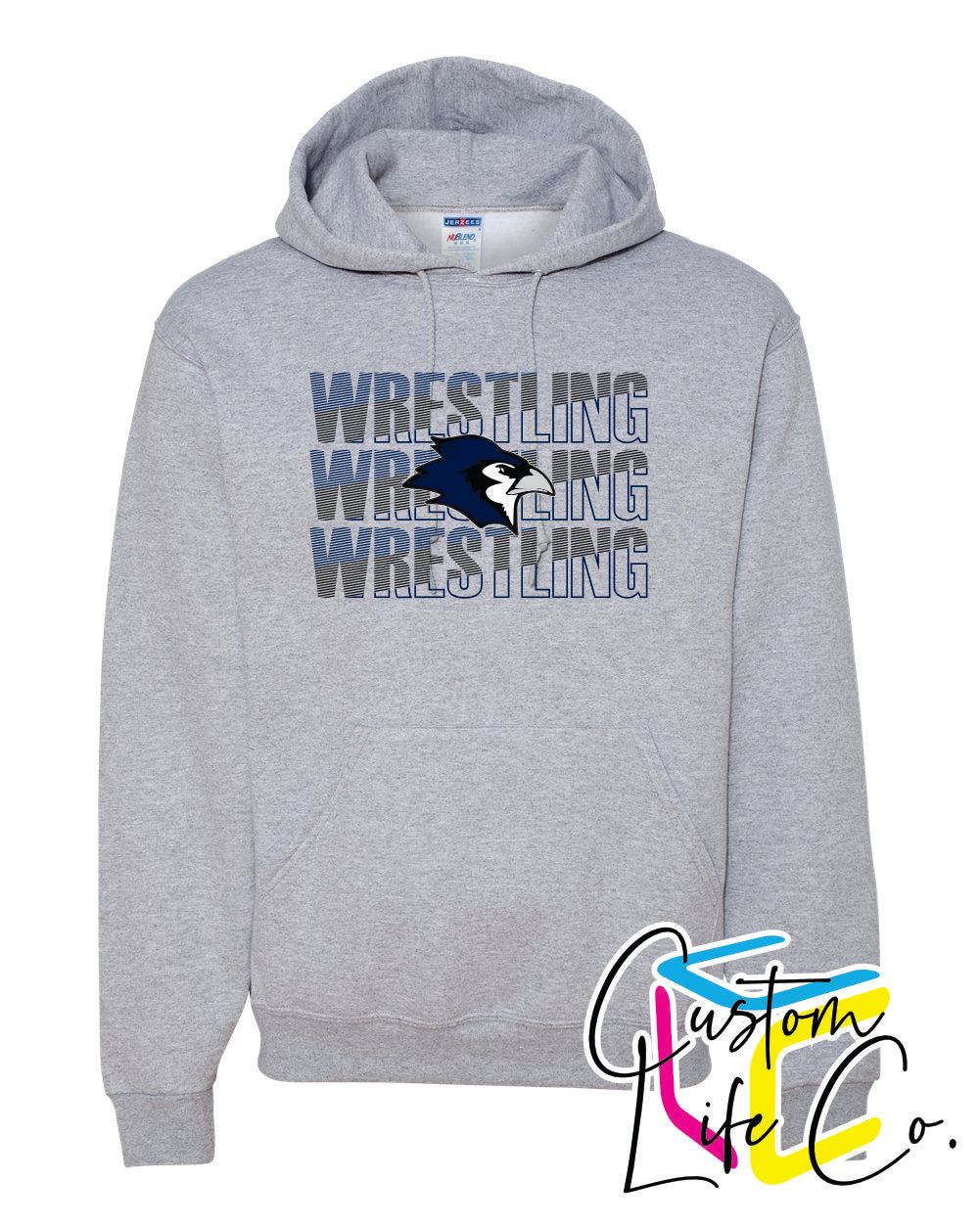 Bluejays Wrestling Repeating Adult Hoodie