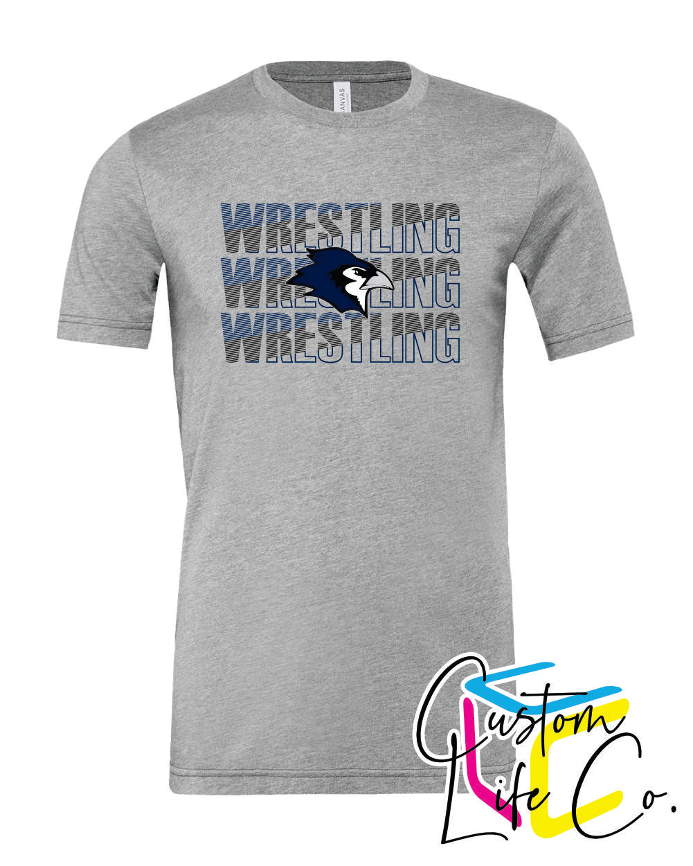 Bluejays Wrestling Repeating Adult T-Shirt