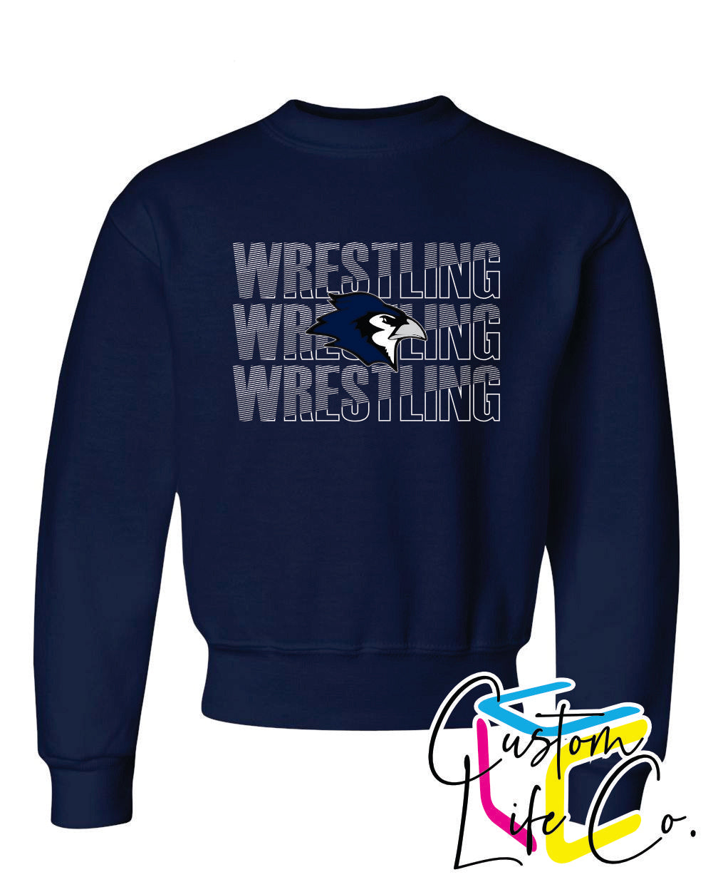 Bluejays Wrestling Repeating Youth Crewneck