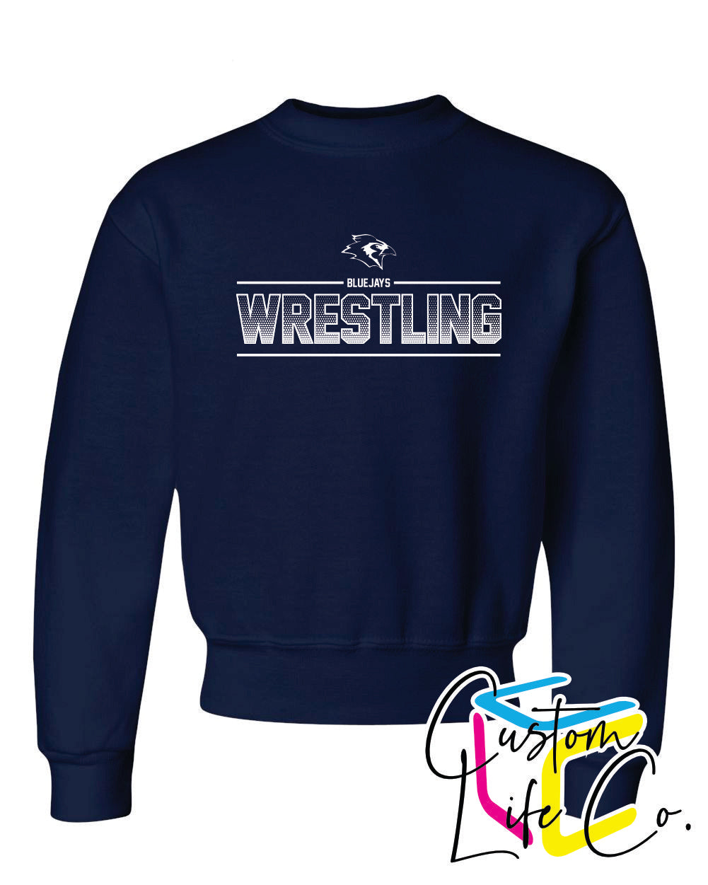 Bluejays Wrestling Ombre Youth Crewneck