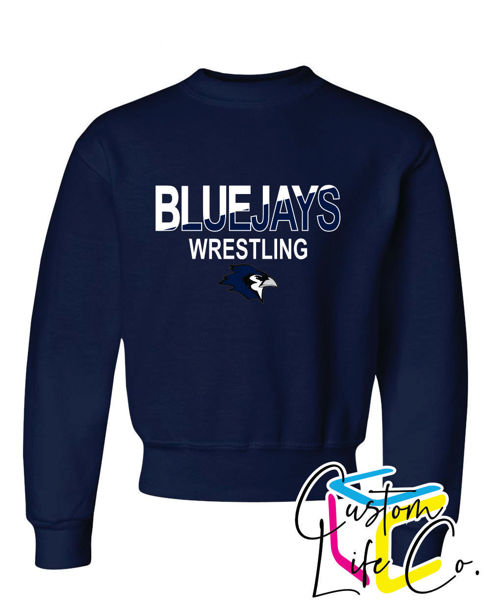 Bluejays Wrestling Two Toned Youth Crewneck