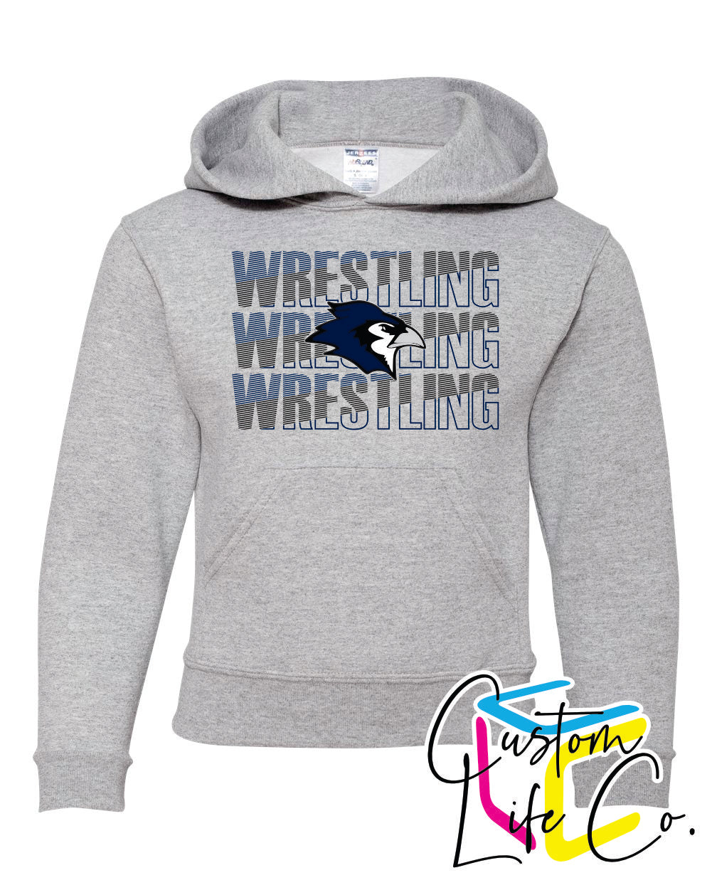 Bluejays Wrestling Repeating Youth Hoodie