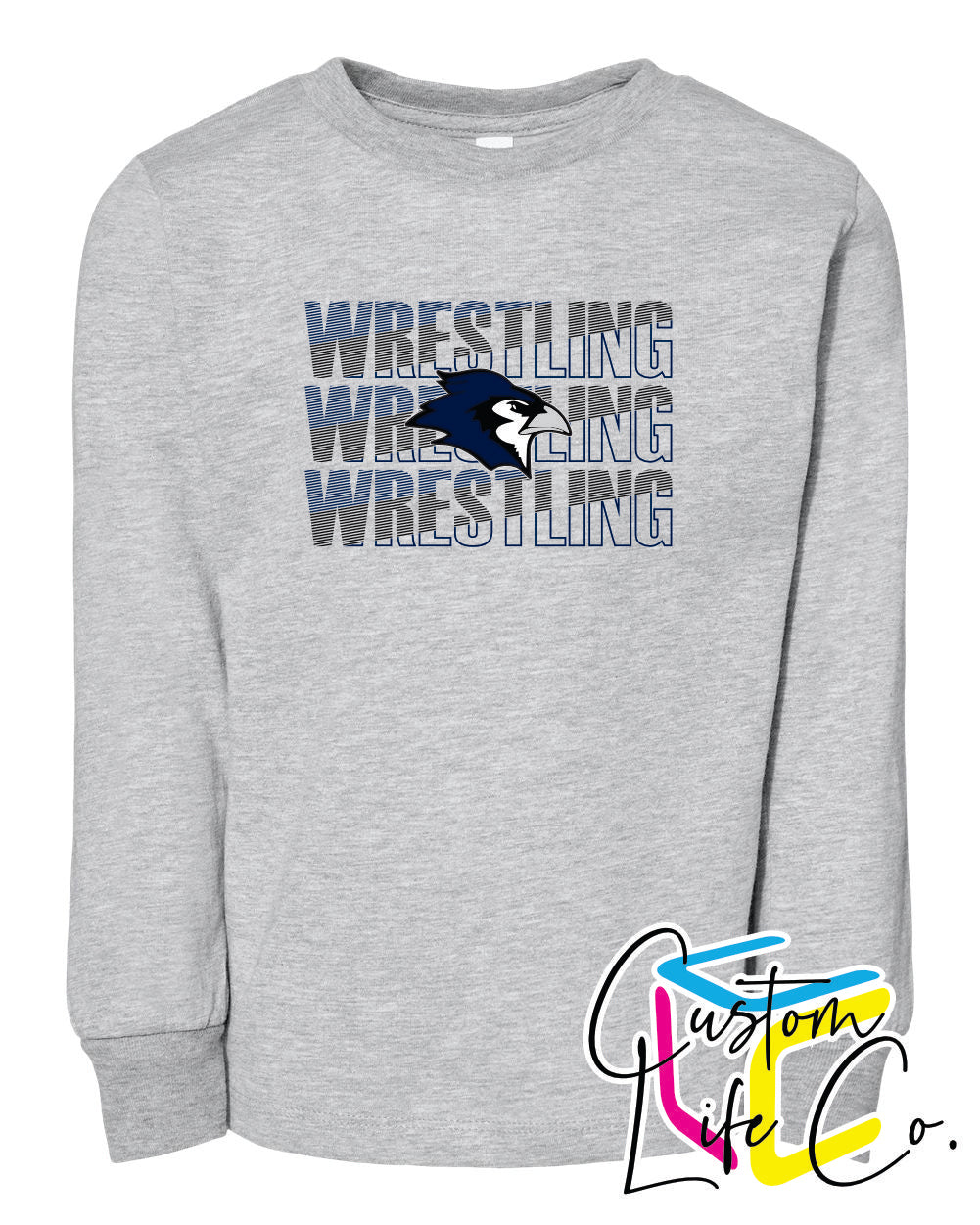 Bluejays Wrestling Repeating Youth Long Sleeve