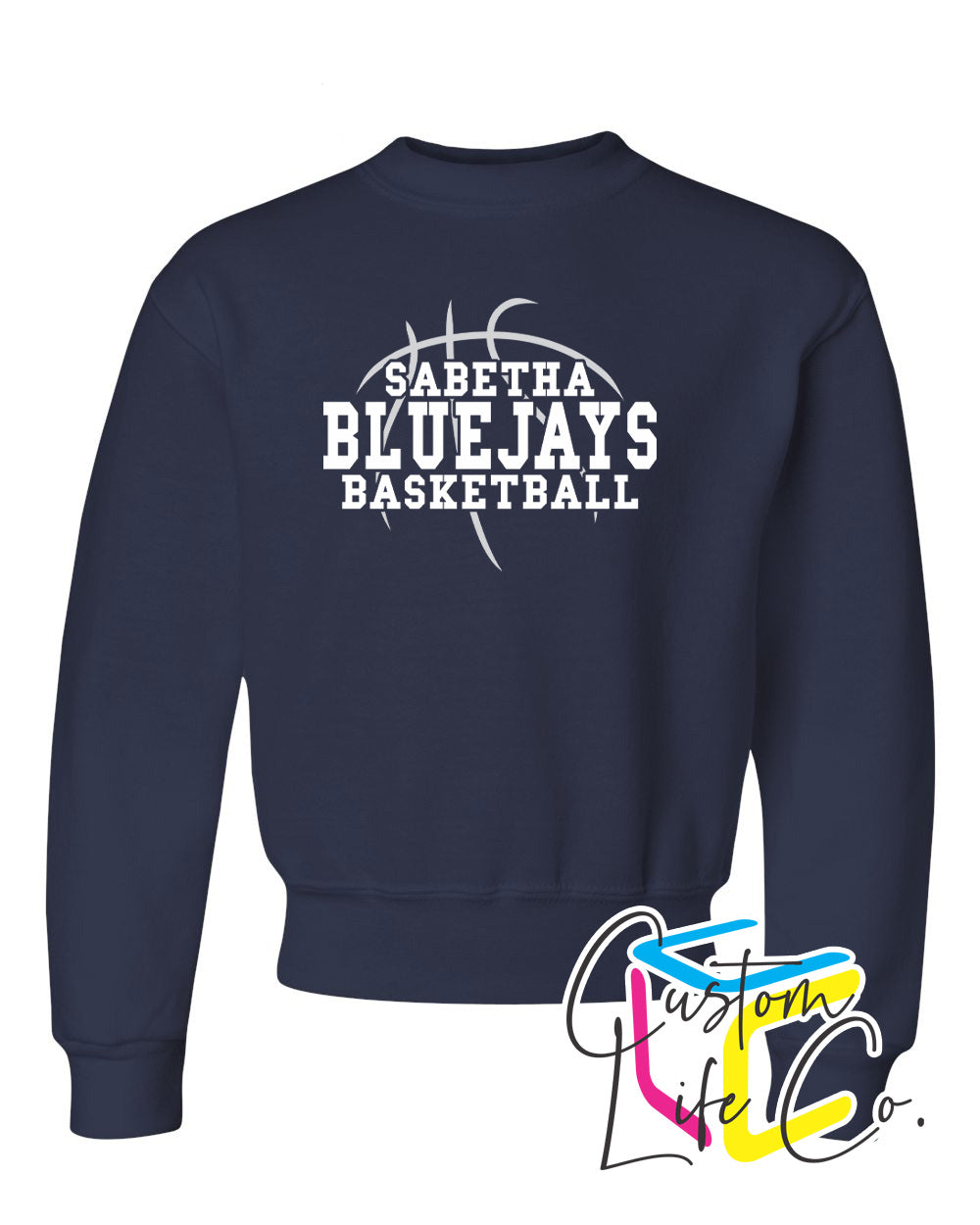 Sabetha Bluejays with Basketball Youth Crewneck