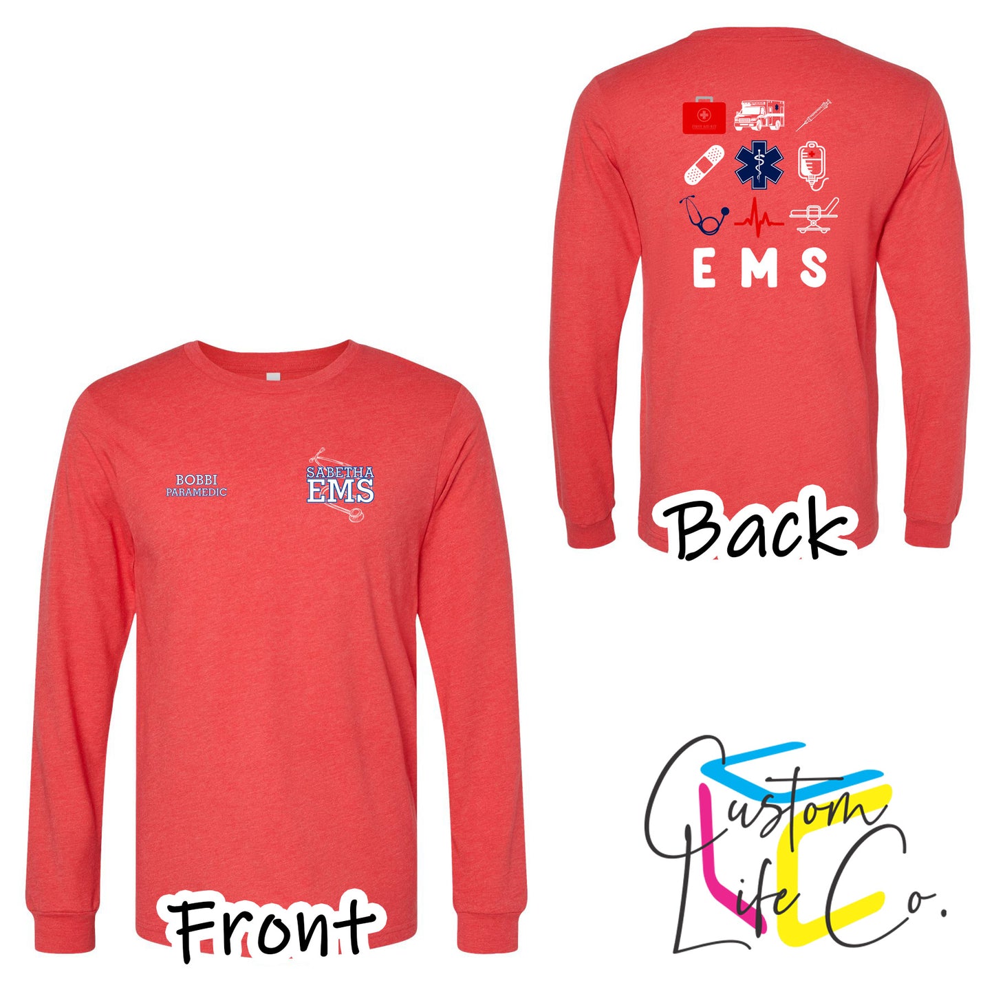 Sabetha EMS Long Sleeve T-Shirt with EMS Collage - Bella+Canvas