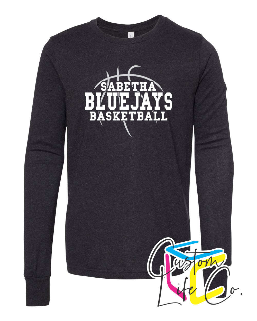 Sabetha Bluejays with Basketball Youth Long Sleeve Shirt