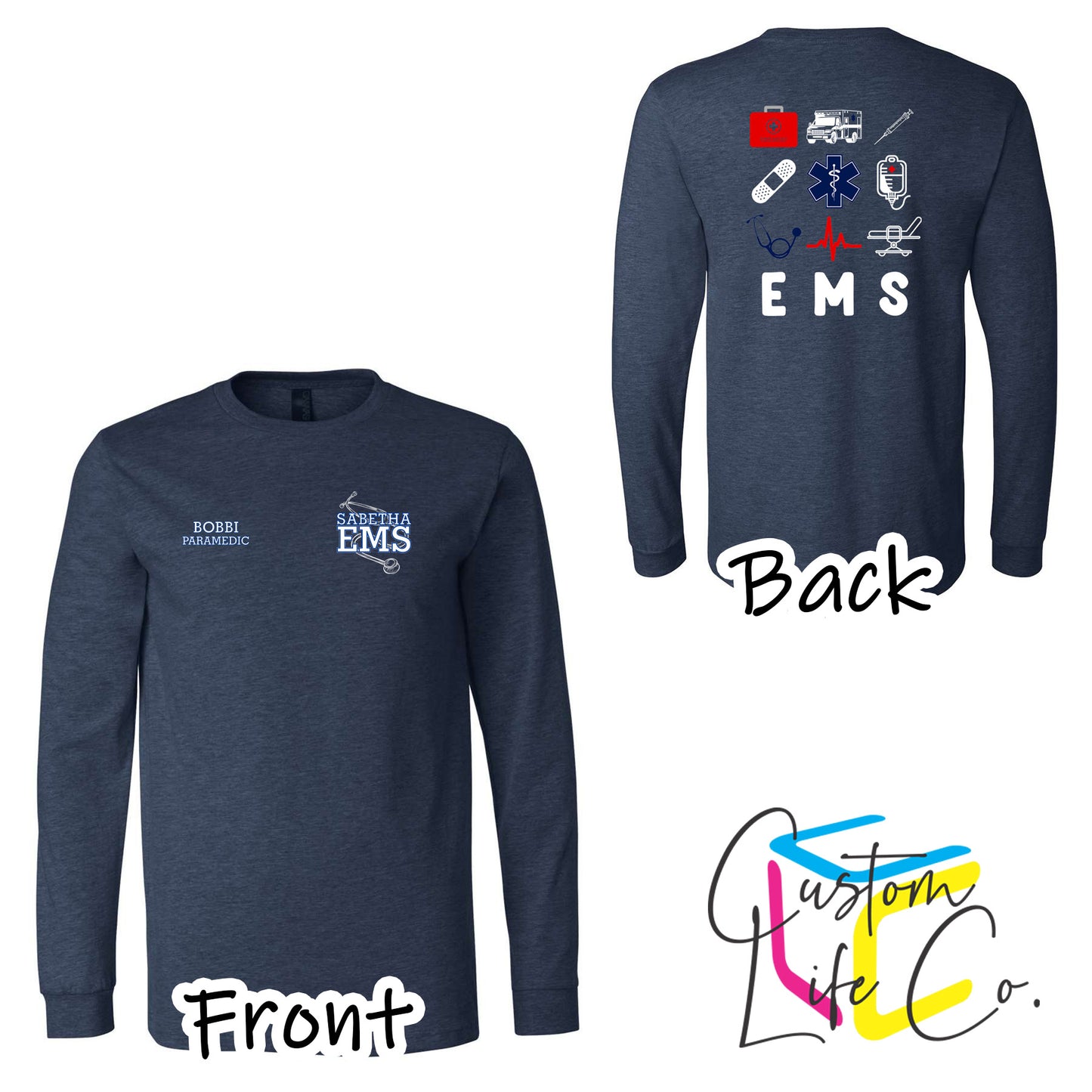 Sabetha EMS Long Sleeve T-Shirt with EMS Collage - Bella+Canvas