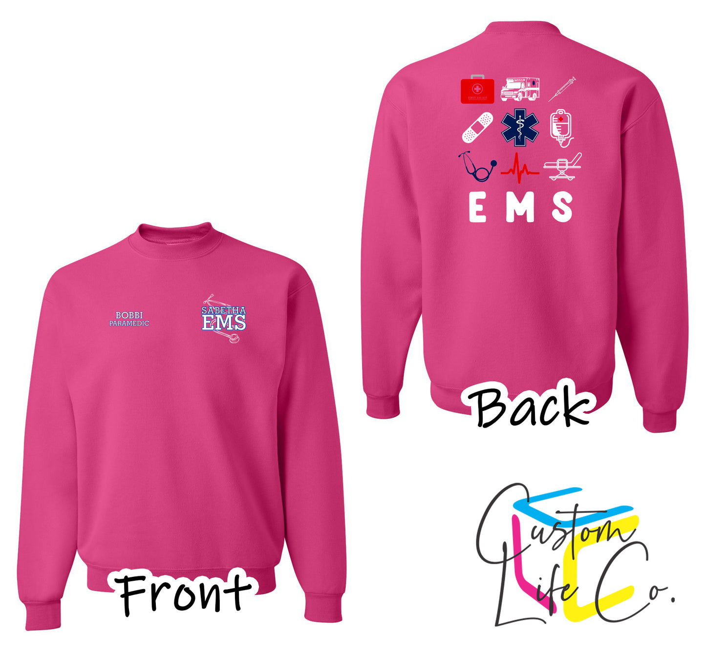 Sabetha EMS Crewneck with EMS Collage - Jerzees