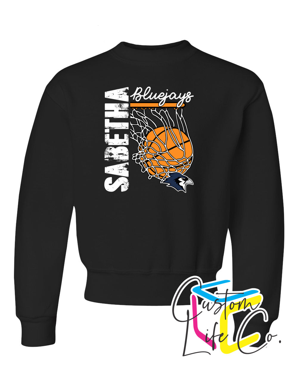 Sabetha Bluejays with Hoop Youth Crewneck