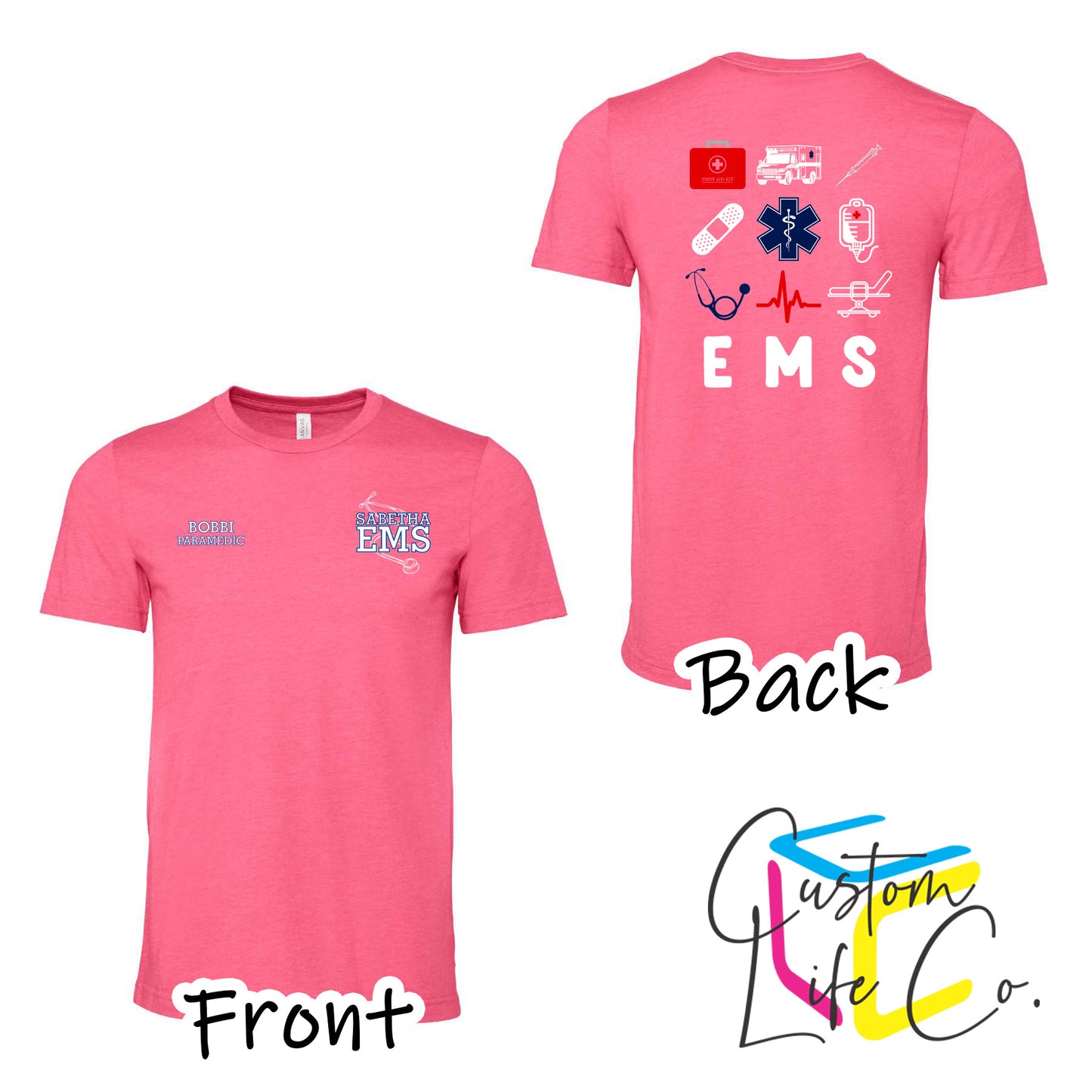 Sabetha EMS T-Shirt with EMS Collage - Bella+Canvas
