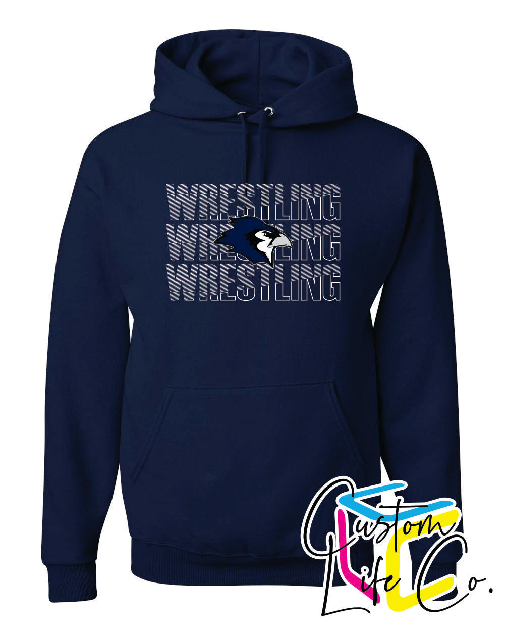 Bluejays Wrestling Repeating Adult Hoodie