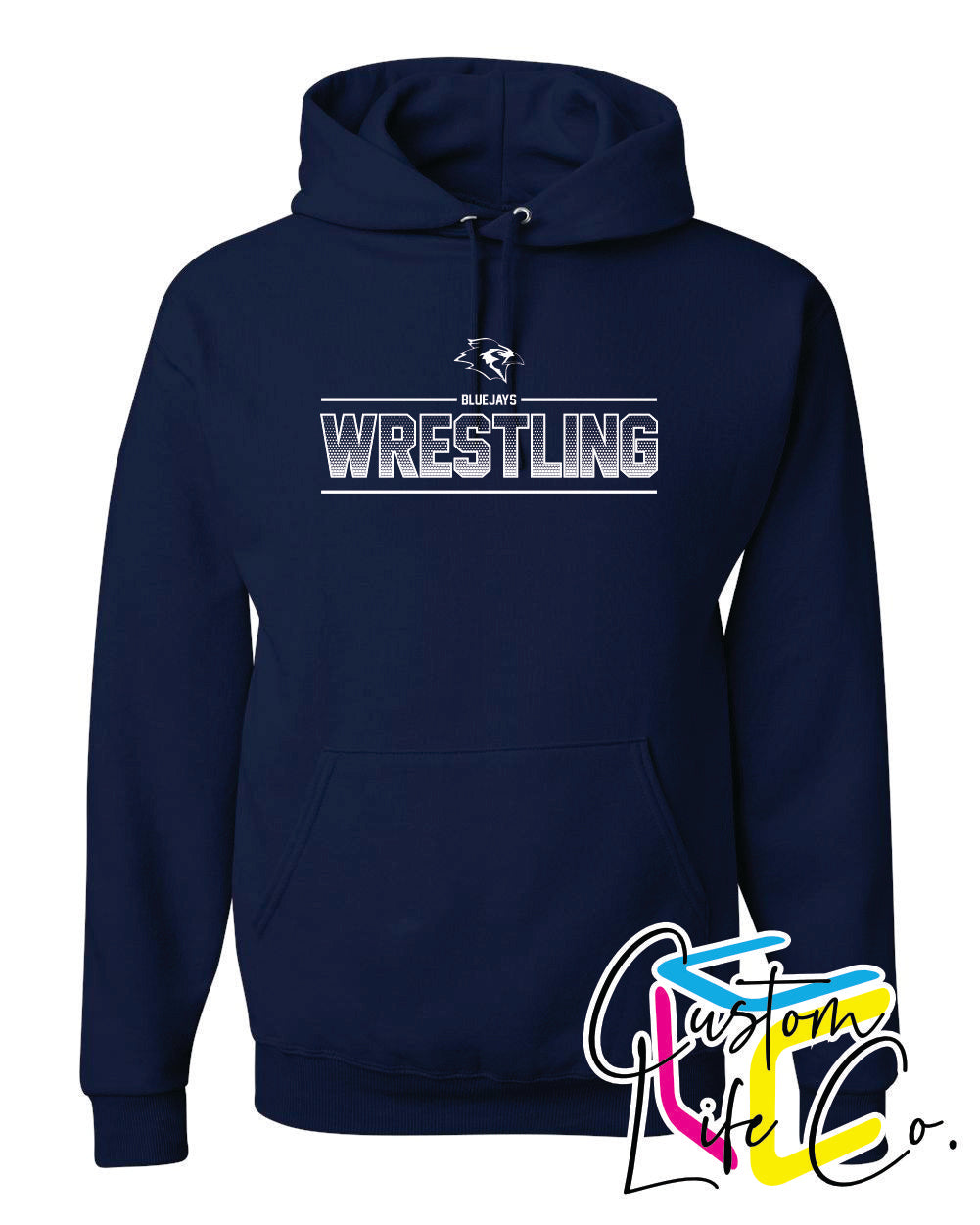 Bluejays Wrestling Ombre Adult Hoodie