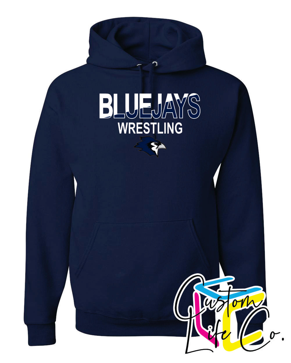 Bluejays Wrestling Two Toned Adult Hoodie