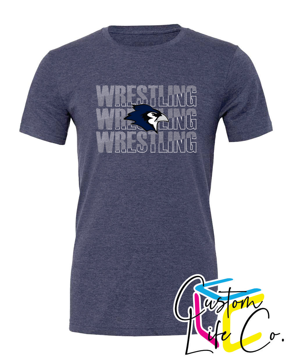 Bluejays Wrestling Repeating Adult T-Shirt