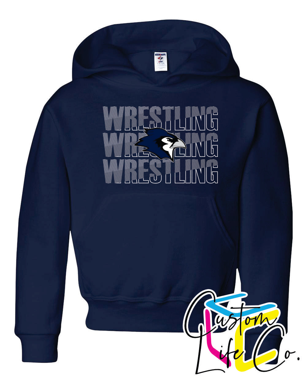 Bluejays Wrestling Repeating Youth Hoodie
