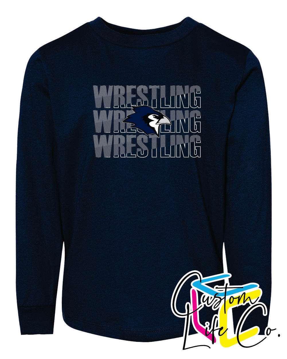 Bluejays Wrestling Repeating Youth Long Sleeve