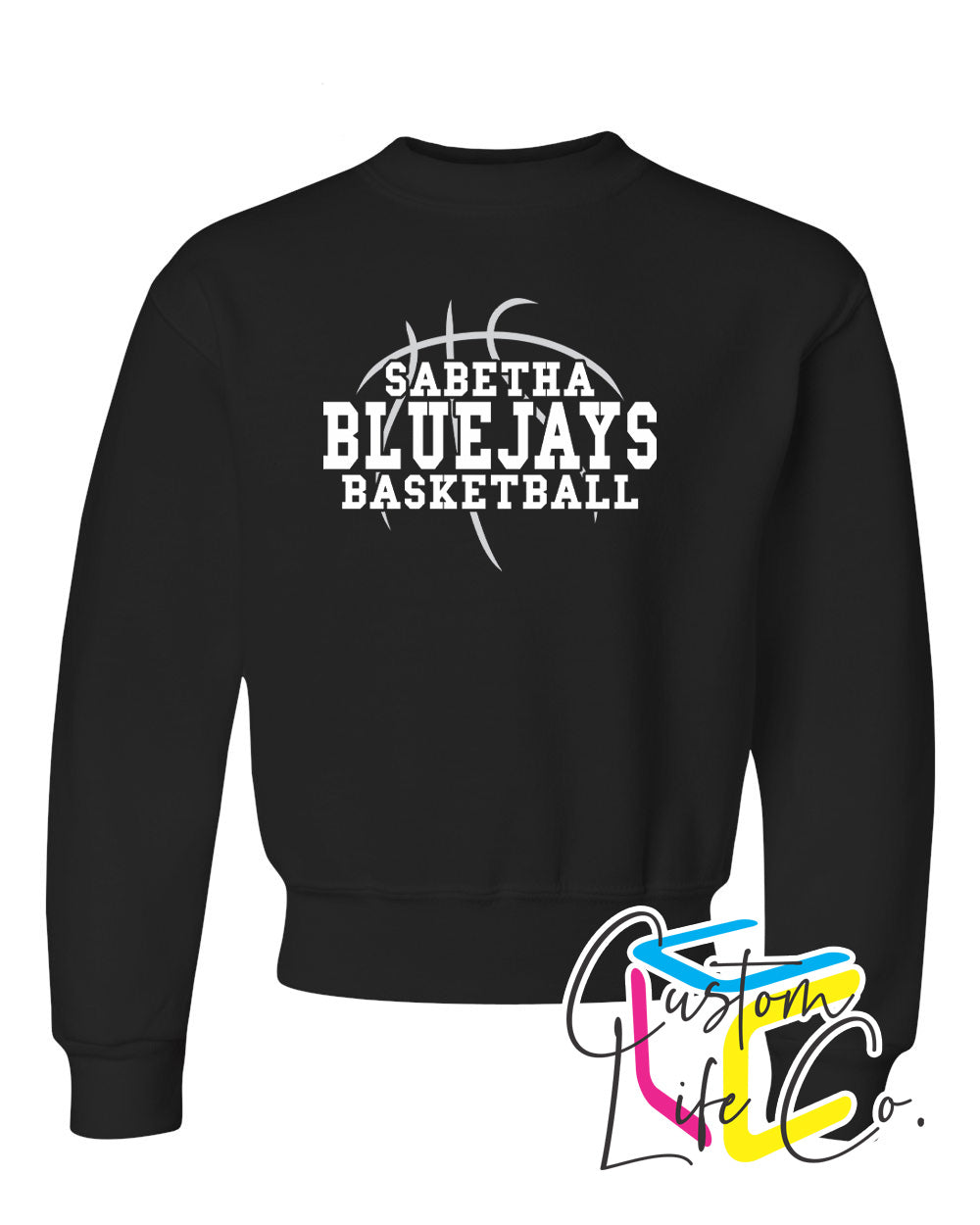 Sabetha Bluejays with Basketball Youth Crewneck