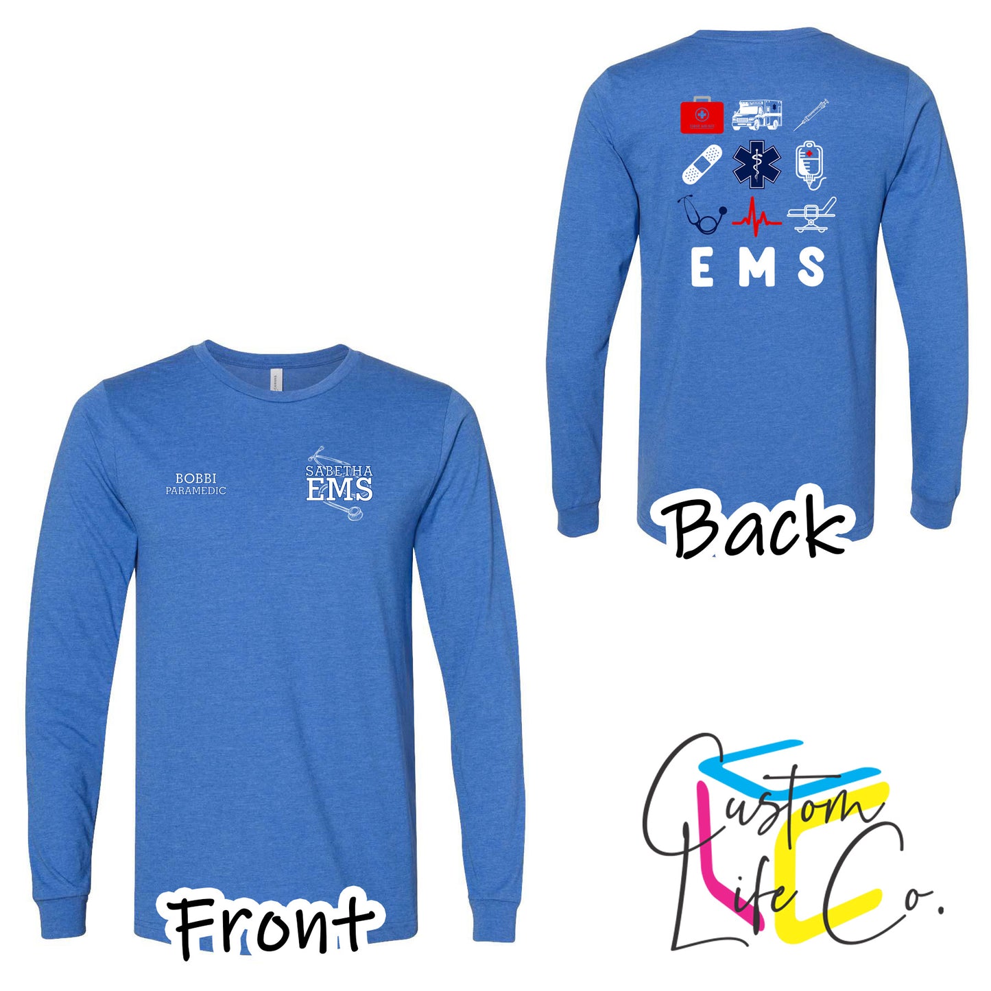 Sabetha EMS Long Sleeve T-Shirt with EMS Collage - Bella+Canvas