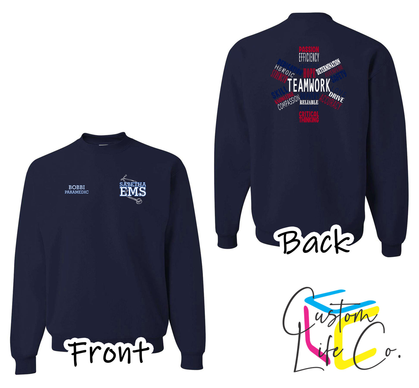 Sabetha EMS Crewneck with Star of Life - Jerzees
