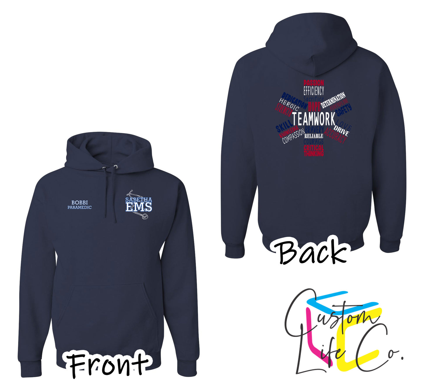 Sabetha EMS Hoodie with Star of Life - Jerzees