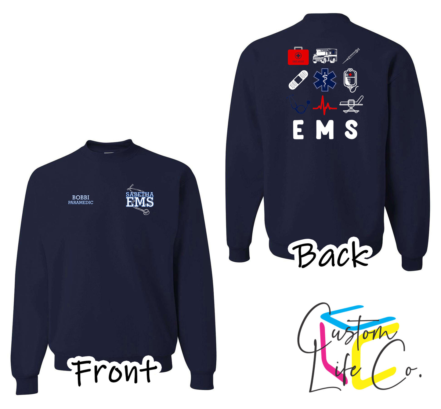 Sabetha EMS Crewneck with EMS Collage - Jerzees