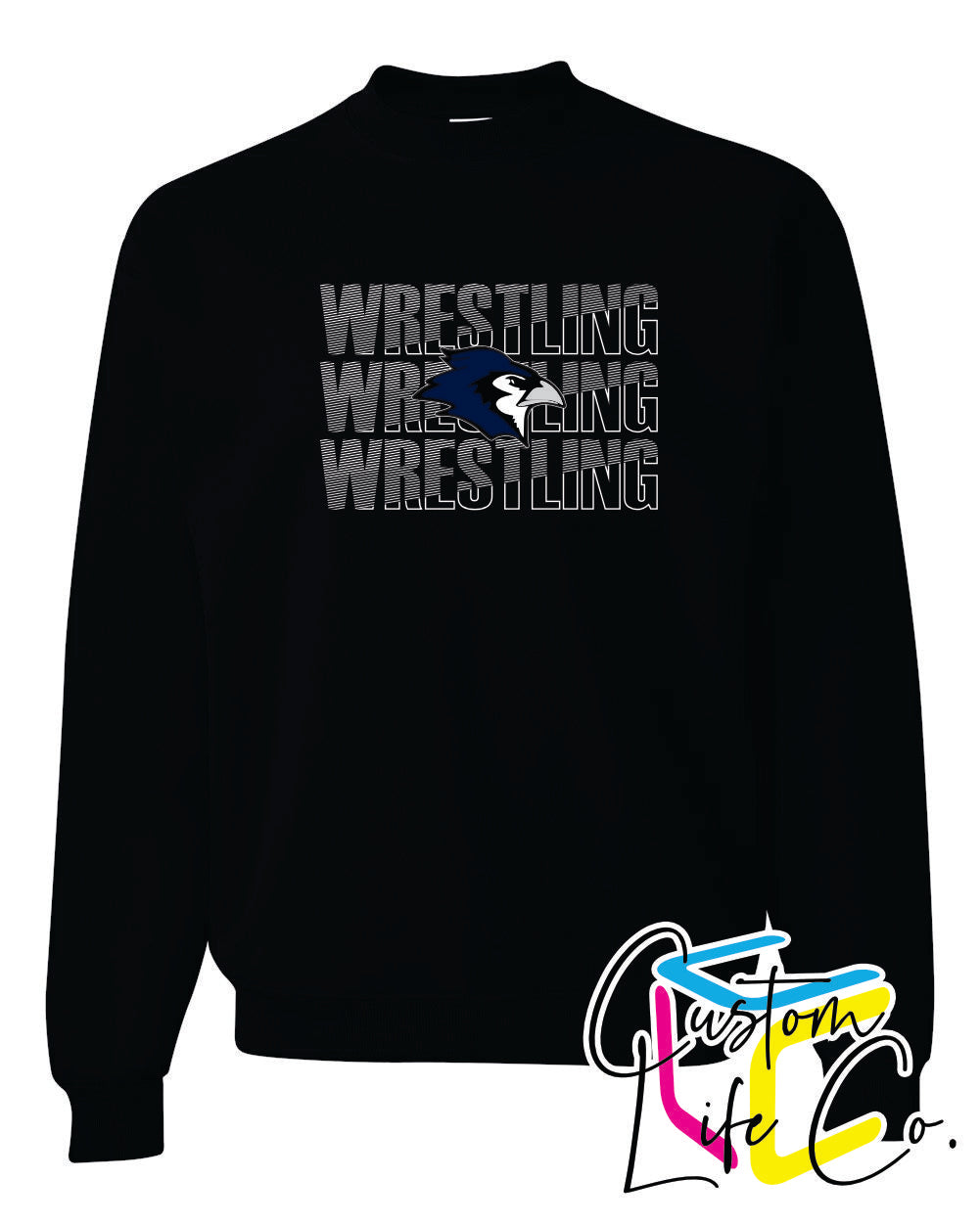 Bluejays Wrestling Repeating Adult Crewneck